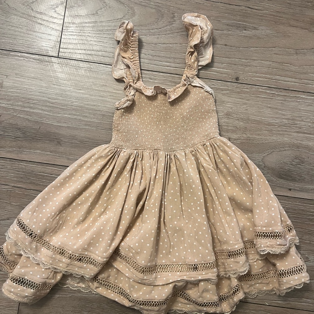 Cream Ruffled Smocked Tiered Sundress
